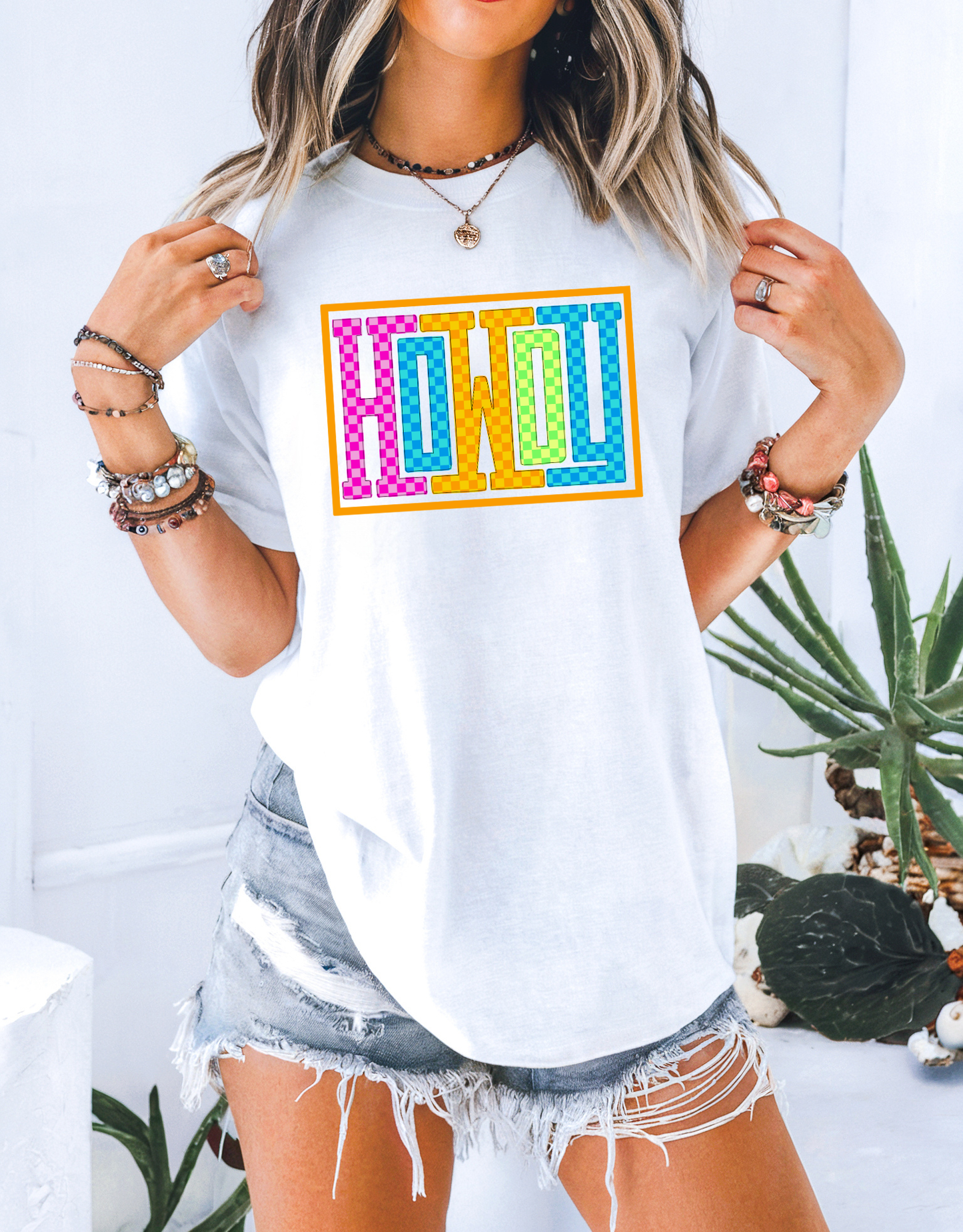 Howdy Retro DTF Transfer – Neon Western Graphic (Ready to Press)