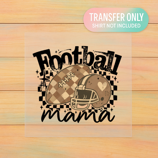 Football Mama – Neutral Checkerboard Edition | Adult DTF Transfer | Ready to Press