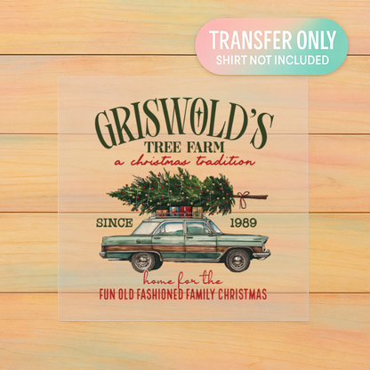 Griswold’s Tree Farm DTF Transfer | Vintage Christmas Car Print | Classic Holiday Family Shirt Design