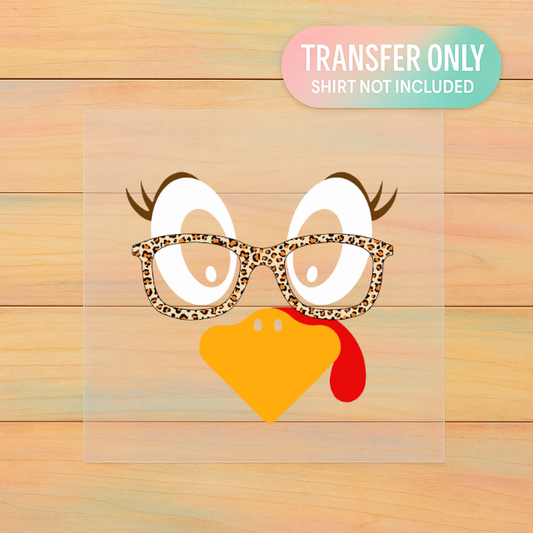 Leopard Glasses Turkey DTF Transfer | Cute Thanksgiving Print | Trendy Fall Shirt Design