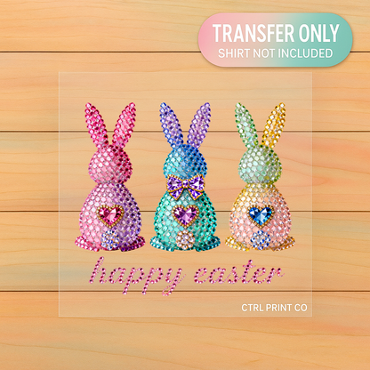 Rhinestone Bling Easter Bunnies | Adult DTF Transfer | Ready to Press