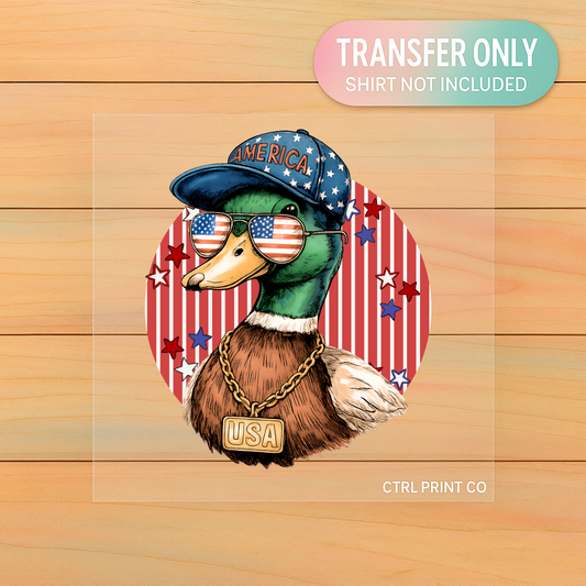 All American Duck Retro USA | Youth DTF Transfer | Ready to Press | 7.5 inch