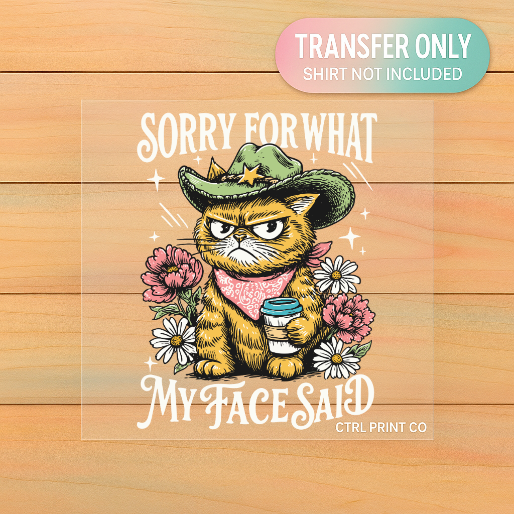 Sorry For What My Face Said Grumpy Cat | Adult DTF Transfer | Ready to Press