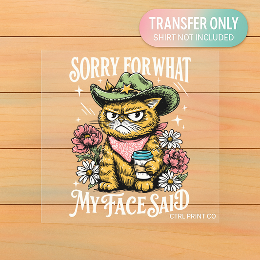Sorry For What My Face Said Grumpy Cat | Adult DTF Transfer | Ready to Press