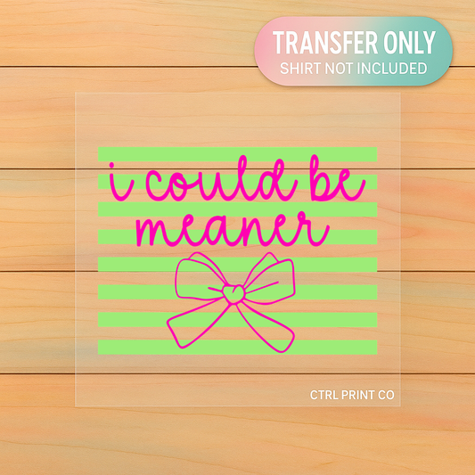 I Could Be Meaner | Adult DTF Transfer | Ready to Press