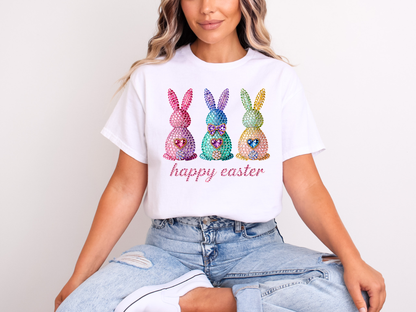 Rhinestone Bling Easter Bunnies | Adult DTF Transfer | Ready to Press
