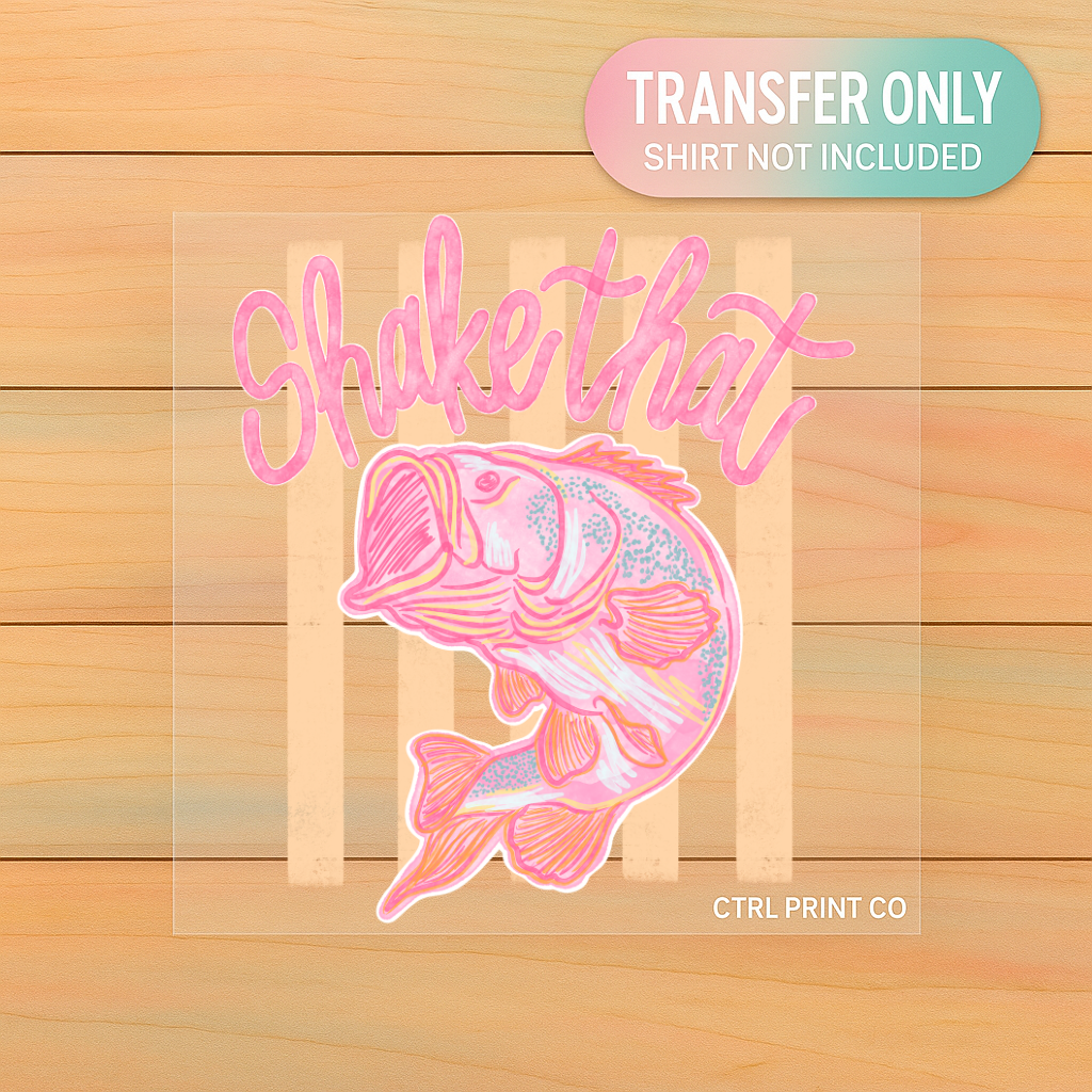 Shake That Pink Bass Fishing | Adult DTF Transfer | Ready to Press