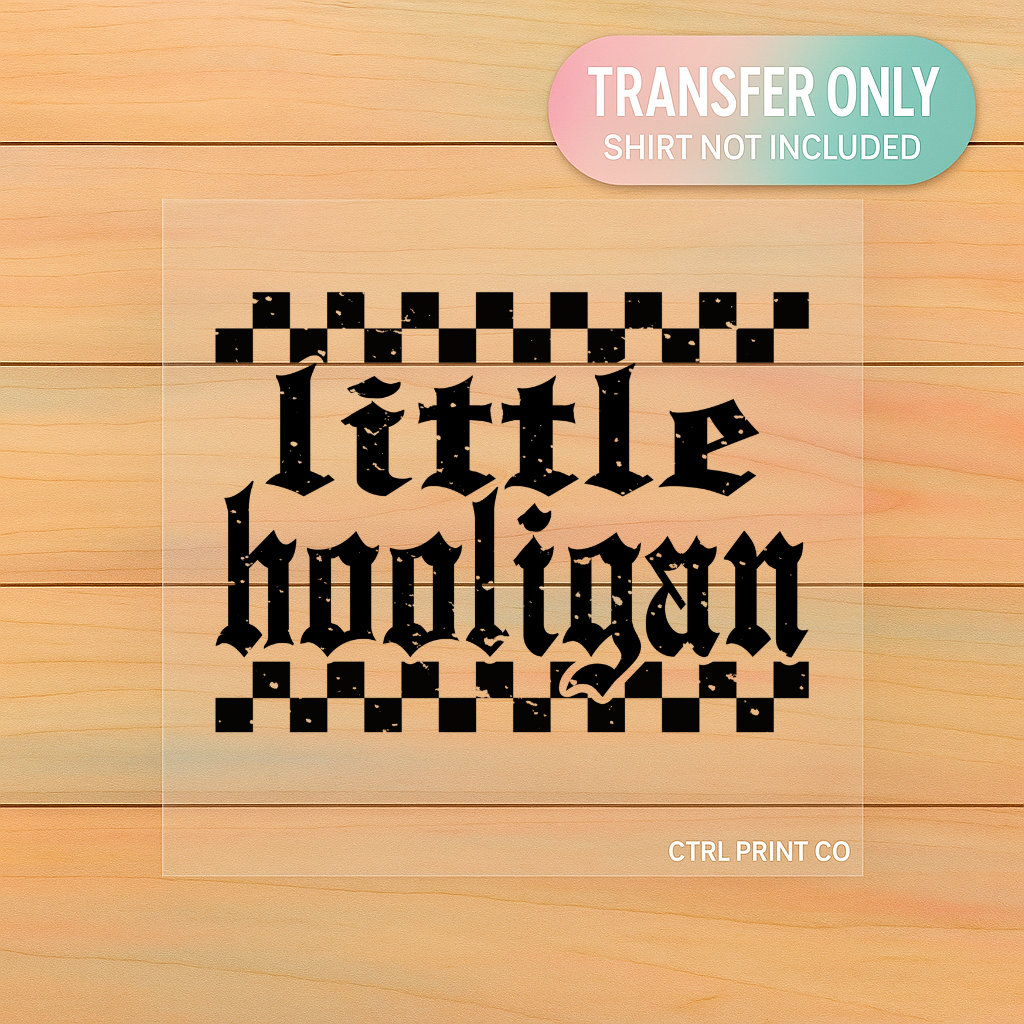 Little Hooligan Checkered Retro | Youth DTF Transfer | Ready to Press | 7.5 inch